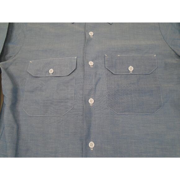 vintage KING KOLE work shirt CHAMBRAY lightweight denim L blue WESTERN cowboy - Picture 2 of 12